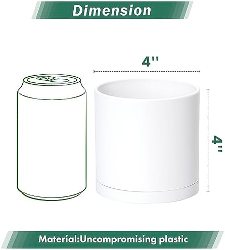 D'vine Dev 6-Pack White Plastic Planters with Saucers, 4 in, 74-Z-E-3 - Image 2