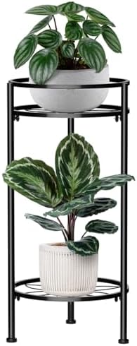H HOMEXIN Plant Stand Indoor, 2 Tier Metal Tall Plant Stands 23.4" Multiple Plant Rack Holder, Heavy Duty Rustproof Flower Shelf Display for Apartment Corner Home Garden Patio by HHOMEXIN