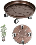 12" Metal Rolling Plant Caddy with Wheels, Indoor Outdoor, 2-Pack Brown by TADPOLEBABY