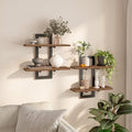 HOOBRO Floating Shelves, 15 Inch Wall Shelf Set of 2, Wall Mounted Storage Shelves 2-Tier, Hanging Bathroom Shelves, for Living Room, Bedroom, Bathroom, Kitchen, Walnut and Black BH32BJ01 by HOOBRO