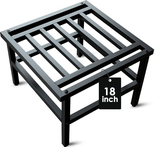 Metal Heavy Duty Plant Stand Indoor Outdoor,18 Inch Large Plant Stands Riser,Tall Wrought Iron Pedestal Holders for Flower Pot,Outside Rust-Proof Black Flower Display Shelf for Patio,1-Pack by Hongsane