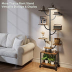 Plant Stand Indoor with Grow Lights - 9-Tier Plant Stand with Wheels, Tall Metal and Wood Indoor Plant Shelf with Tree Design, Rolling Flower Pot Holder Rack with Waterproof Finish, Adjustable Display Stand for Home Garden, Patio, 62" Tall - Image 4