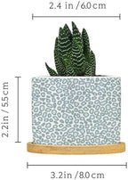 Leopard Light Dot Planters Ceramic African Tribal Animal Print Round Flower Pot with Drainage Holes and Bamboo Tray Pot for Home Office Desk Garden - Image 2