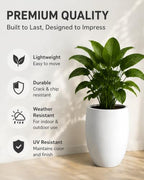Kante Tall Concrete Planter 21.7" Modern White Floor Pot for Indoor Outdoor - Image 2