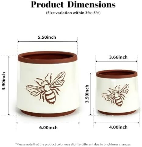 Terracotta Pots, 6+4 Inch Plant Pots, 2 Pcs with Drainage Holes - Image 3