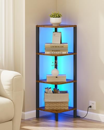 TUTOTAK Corner Shelf, 4-Tier Corner Bookshelf for Small Space - Image 5