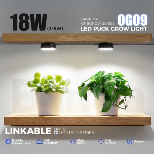 Barrina OG09 Puck Grow Light, 18W(2 x 9W), 5000K, Timer, 2 Packs, Black - Image 3