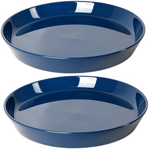 Plant Saucer 8 Inch, 2 Pack Large Plant Saucers Ceramic Tray 8 inch (7.3" Inner) for Flower Pot, Classic Sturdy Planter Water Catcher Tray for Plant Base, Blue by Unknown