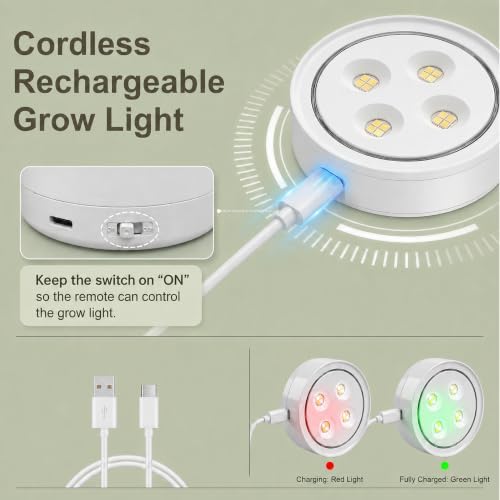 6 PC Rechargeable Grow Lights for Indoor Plants, Battery Powered Grow Light - Image 2