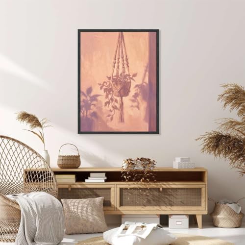 Boho Macrame Plant Hanger Wall Art, Black Framed Impressionist Print - Image 5
