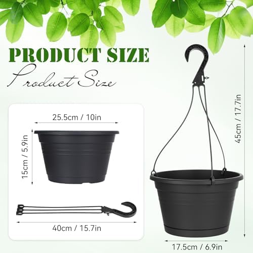 Roshtia 20 Pcs 10 Inch Hanging Baskets for Plants, Black - Image 2
