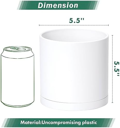 D'vine Dev 4-Pack White Plastic Planters with Saucers, 5.5 in, 74-Z-H-2 - Image 2