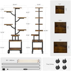 Plant Stand Indoor with Grow Lights - 7-Tier Plant Stand with Wheels, Tall Metal and Wood Indoor Plant Shelf with Tree Design, Rolling Flower Pot Holder Rack with Waterproof Finish, Adjustable Display Stand for Home Garden, Patio, 41" Tall - Image 6