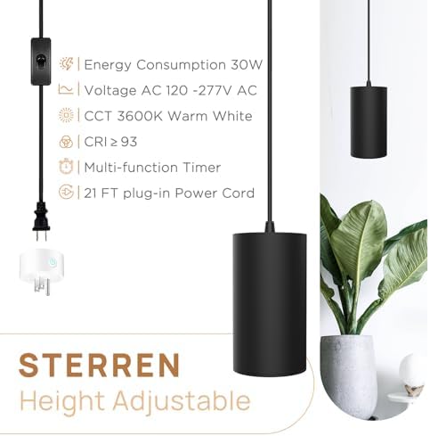 STERREN Hanging Grow Lights,Plug in Pendant Light for Indoor Plants - Image 2