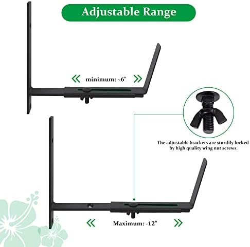 Maotong Adjustable Window Planter Box Brackets 4 Pack, Heavy Duty Wall Mount Flower Box Holder for Planter Box Depth (Front to Back) 6 to 12 Inches, Black - Image 4