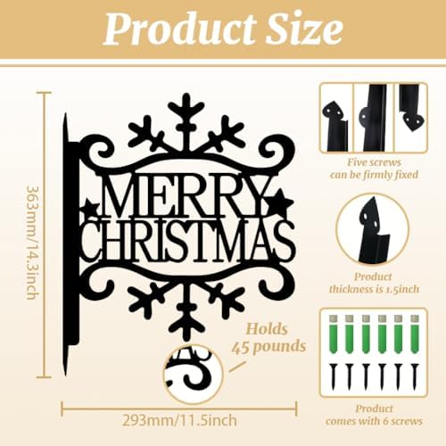 peacoblue Merry Christmas Plant Hanger Bracket, Iron Outdoor Hanging Hook - Image 2