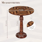 Handcrafted Round Coffee Table for Living Room – 18x21.5 Inch Wooden End Table, Side Table, Accent Table – Solid Wood Small Table with Pillar Joint Design – Natural Finish - Image 3