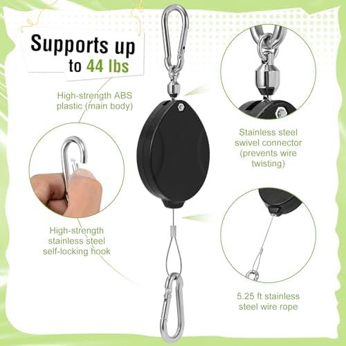 Plant Pulleys for Hanging Plants, Heavy Duty Retractable Hangers - Image 3