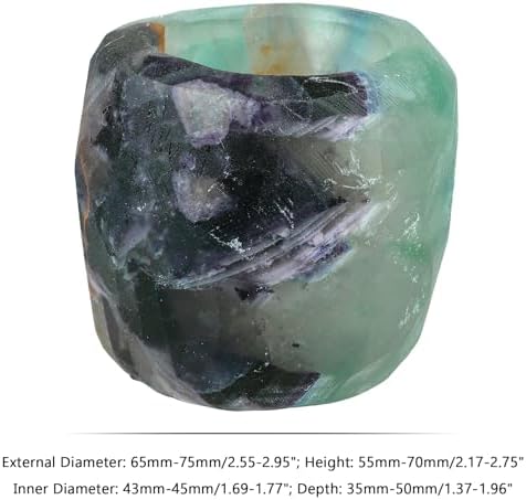 mookaitedecor Natural Fluorite Crystal Tea Light Candle Holder - Image 2