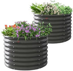 Anleolife 2-Pack 3ft x 24in Round Raised Garden Beds, Quartz Grey by AAnleolife