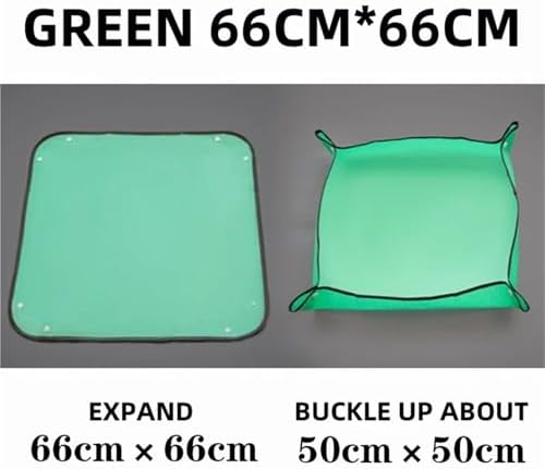 Repotting Mat Planting Mat Gardening Potting Pad Foldable Garden Plant Flower Pot Transplanting Waterproof Mats Plant Accessories 50cm-150cm(Green 66cmx66cm) - Image 2