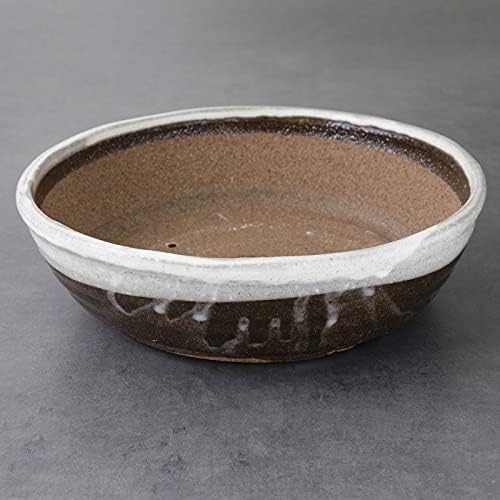 Wazakura Shigaraki Series Handmade White Stripe Glazed Ceramic Bonsai Pot - Image 7