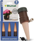 Blumat Classic Self-Watering Stakes - Prevents Overwatering and Underwatering for Healthy Growth While You are Away - Ideal for Indoor Plant Watering, 9 Pack, w Adapter by BlumatWateringSystems