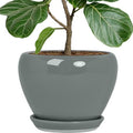 Deep Dream 10 Inch Plant Pot- Ceramic Planter Pot Round Plant Pots for Indoor Plants Outdoor Large Flower Pot with Drainage Holes & Trays, Grey by DeepDream