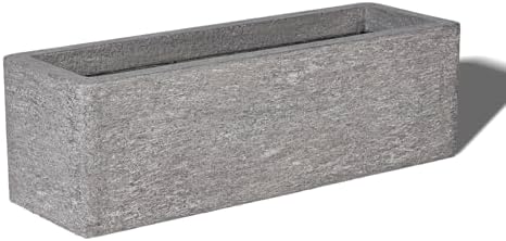 24" Rectangular Indoor Outdoor Planter, Light Gray, Windowsill Plant Box by TerraDecoOutdoorPlanters