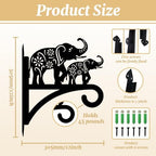 peacoblue Elephant Plant Hanger Bracket, Iron Outdoor Hanging Hook - Image 2