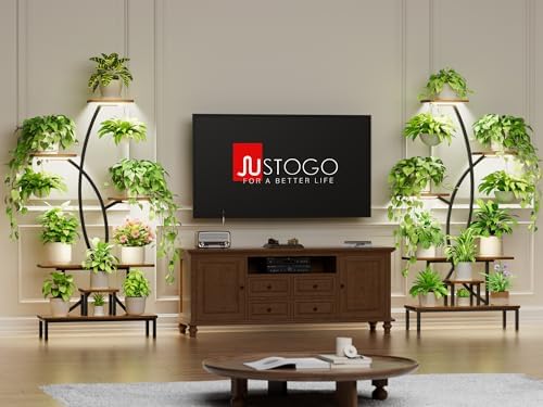 JUSTOGO Plant Stand Indoor with Grow Lights - Tall Indoor Plant Shelf - Image 2