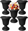 5 Pcs Plastic Urn Planter with Pedestal 10 x 11.5 Inch Black Flower Pots Classic Patio Planters for Bridal Shower Wedding Party Garden Front Porch Indoor Outdoor Home Decor by LECEHIVO