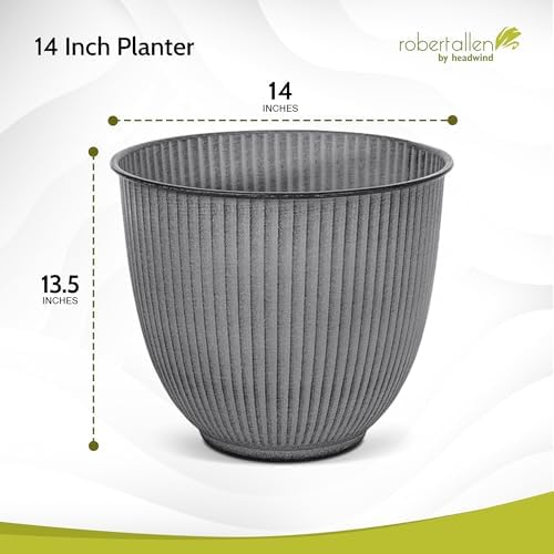 Headwind Robert Allen Natural Ironstone Decorative Planter, Archer Collection, Charcoal, 14-inch - Image 2