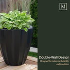 Mayne Sedona 18in Self-Watering Round Planter, Black - Image 6