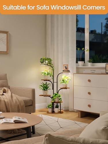 Plant Stand Indoor with Grow Lights – Tiered Metal Shelf Small Corner Rack for Multiple Succulent Herb Pot Display - Image 3