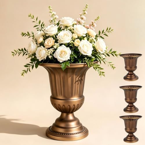 Antique Vases Urn Planters, Vintage Metal Flower Pots for Outdoor Plants by Zyphluxhomedecor