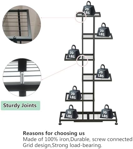 Twhep 6 Tier 12 Pots Black Metal Plant Stand Indoor Patio Balcony - Image 5