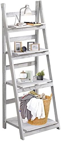 4 Tier Ladder Shelf, Plant Display Stand White by Unknown