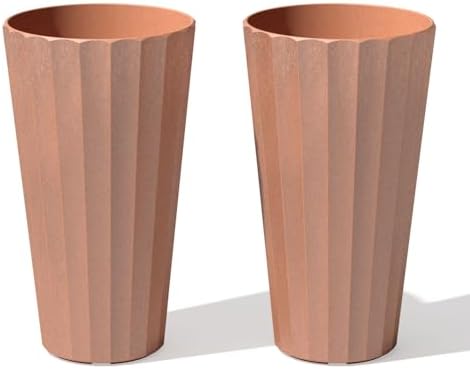 Veradek Column Series Tall Planter - Tapered Outdoor Planter with Shelf by VeradekOutdoor