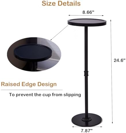 Round Small Side Table, Tiny Drink Table for Small Spaces, Black - Image 3