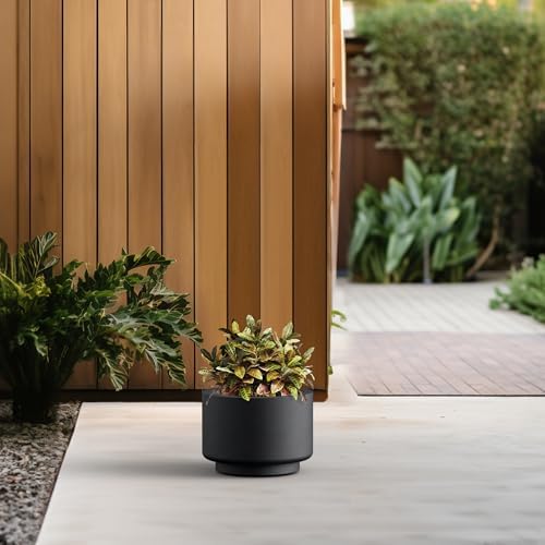 Kante Small Round Pedestal Black Concrete Planter 10" Dia, Outdoor - Image 5