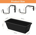 ETELI Railing Planter Hanging Planter Box with Brackets Set 6, Black - Image 2