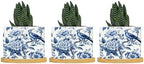 Blue Indigo Floral Chinoiserie Ceramic Planter Asian Navy Bird Pots for Plants with Drainage Holes and Saucers Pot for Home Office Desk Garden by BRUYU5SE