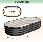 GarveeLife 2 Pcs 6x3x1 ft Oval Raised Garden Bed, Galvanized Raised Beds,Open-Ended Base Metal Raised Planter Beds,Garden Bed Outdoor,Planter Raised Boxes for Vegetables, Flowers,Tool-Free Asse,Gray - Image 2