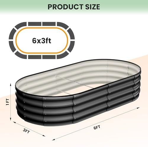 GarveeLife 2 Pcs 6x3x1 ft Oval Raised Garden Bed, Galvanized Raised Beds,Open-Ended Base Metal Raised Planter Beds,Garden Bed Outdoor,Planter Raised Boxes for Vegetables, Flowers,Tool-Free Asse,Gray - Image 2