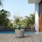 Kante Small Round Capsule Weathered Concrete Planter 9" Dia, Outdoor - Image 3
