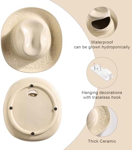 Hanging Wall planters for Indoor Plants, Ceramic Cowboy Wall vases for Flowers, for Bathroom, Living Room, Office, and Home Decor. Medium - Image 3