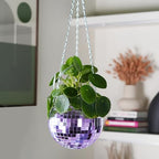 Bubblegum Stuff Disco Ball Hanging Planter: Lilac Edition - Hanging Planters for Indoor Plants - Spherical Shaped Plant Pots with Mirrored Exterior - Available in 6-inch Size - Image 2