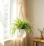 Melphoe Self Watering Hanging Planters Indoor Flower Pots, (8.3’’+6.5’’+5.3''+4.7'' 4Pack) - Outdoor Hanging Plant Pot Basket, Plant Hanger with 3Hooks Drainage Holes for Garden Home (White) - Image 3