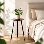 Lawn Social Tall Plant Stand Indoor, 20" Wood Metal Pedestal, Walnut - Image 2